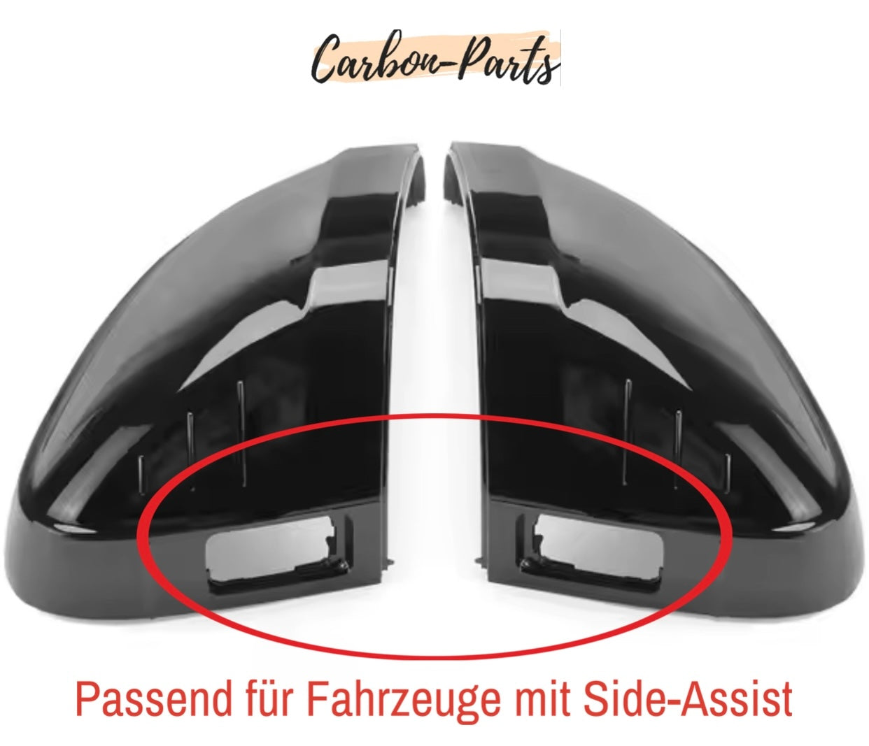 Spiegelkappen Schwarz Glanz für Audi B9 & F5 – verfügbar mit Side Assist Option.