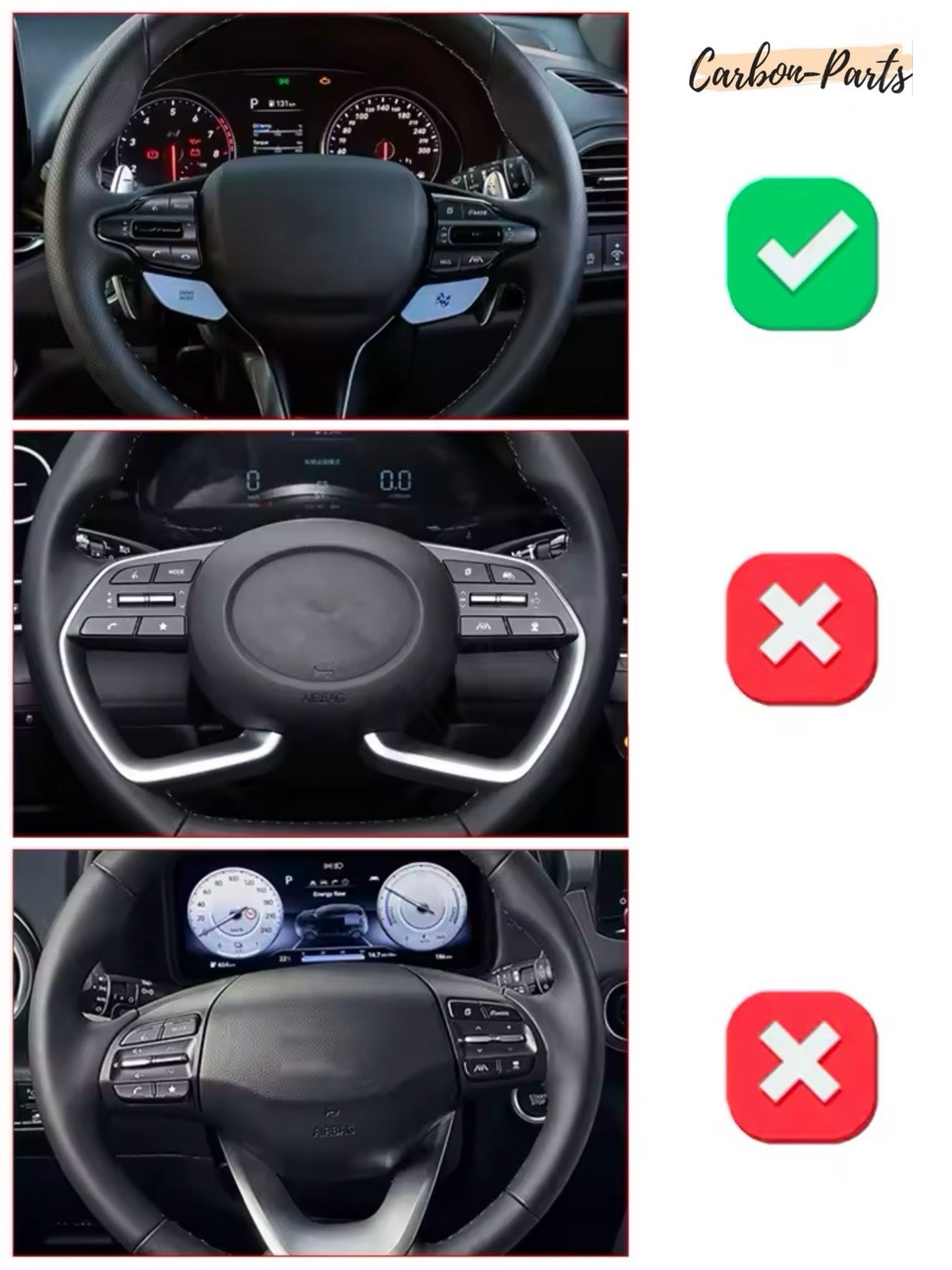 Schaltwippen Verlängerungen für Hyundai N-Modelle in Rot, Silber und Schwarz.