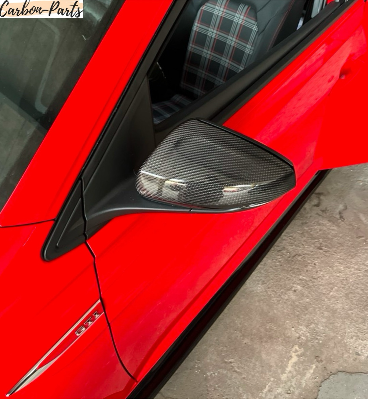 Ultraleichte Echt-Carbon Austausch-Spiegelkappen für Volkswagen Polo AW.