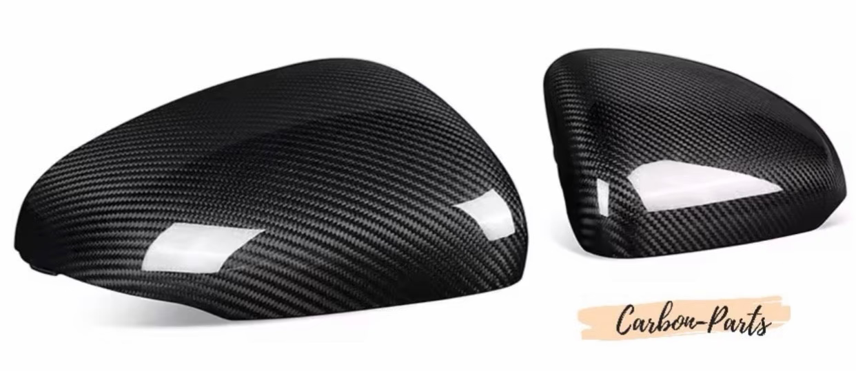 Hochglänzende Echt-Carbon Spiegelkappen an einem Mercedes-Benz A-Klasse W177