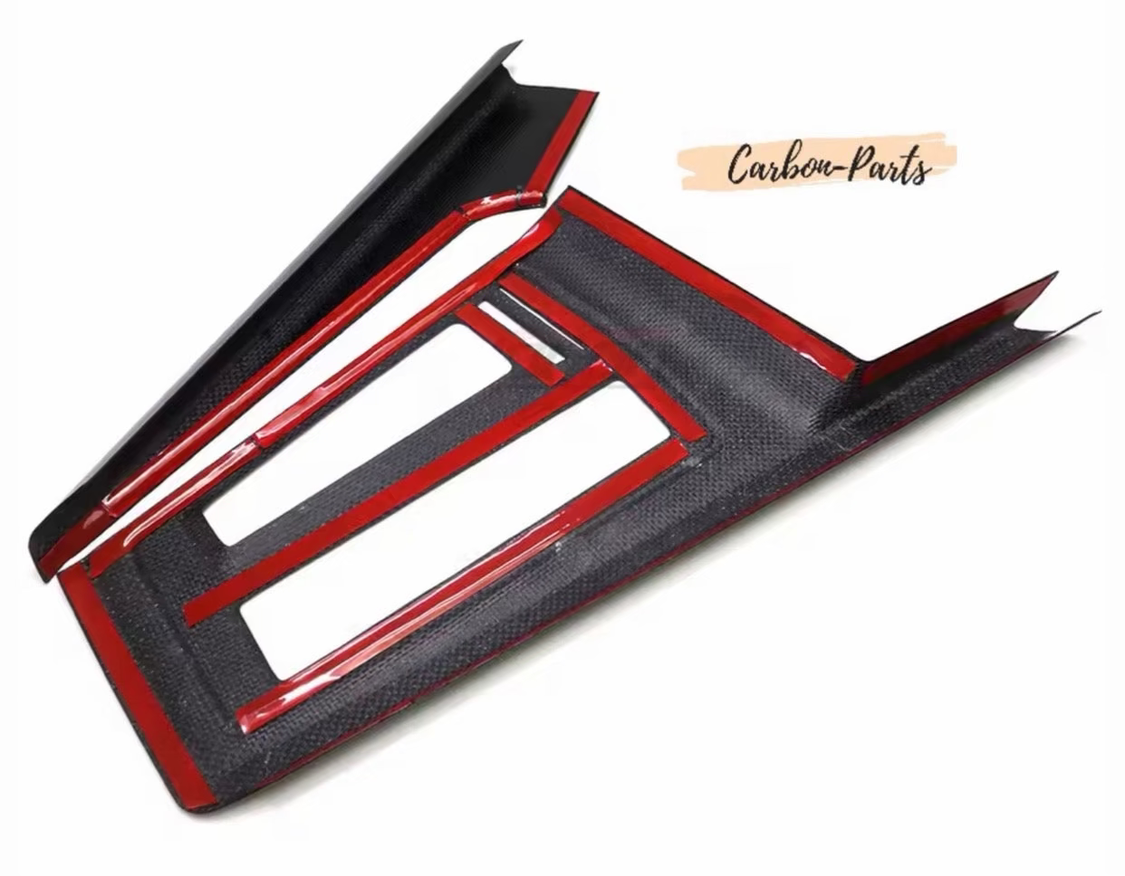 Premium Echt Carbon Mittelkonsolen-Cover passend für Volkswagen Golf 8 R sowie GTI, GTD und GTE Modelle.