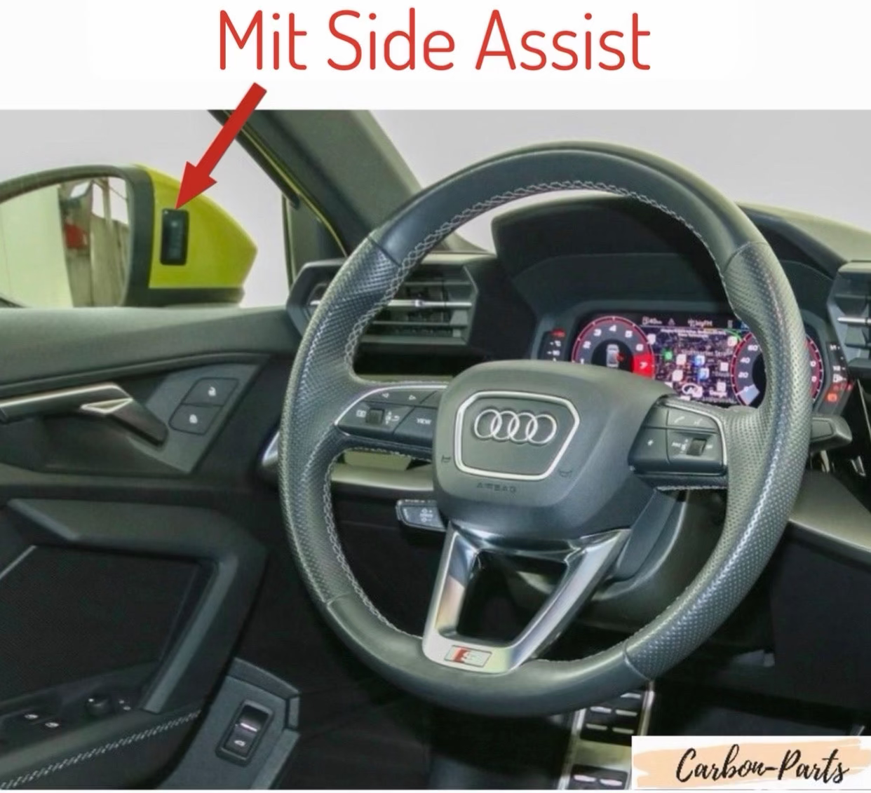 Spiegelkappen Schwarz Hochglanz passend für Audi A3, S3, RS3  8Y Carbon-Parts