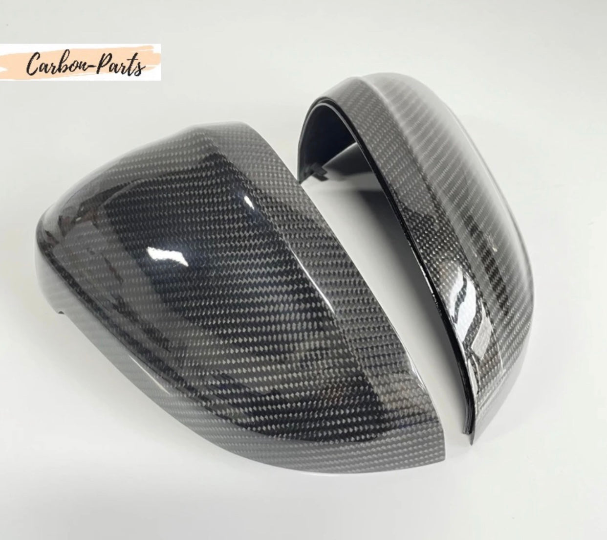 Passgenaue Austausch-Spiegelkappen aus Carbon für Audi A4 B9 und A5 F5.