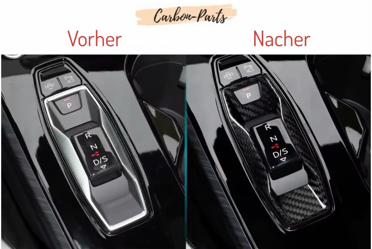 Exklusives Echt-Carbon Upgrade für die Mittelkonsole des Audi e-tron GT.