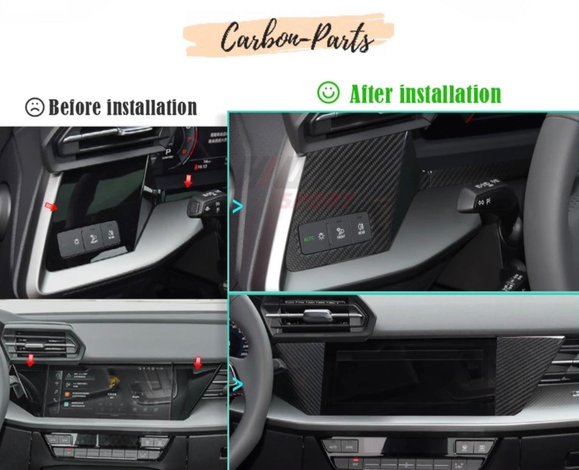 Sportliche Echt-Carbon Veredelung für das Armaturenbrett passend für Audi S3 8Y.