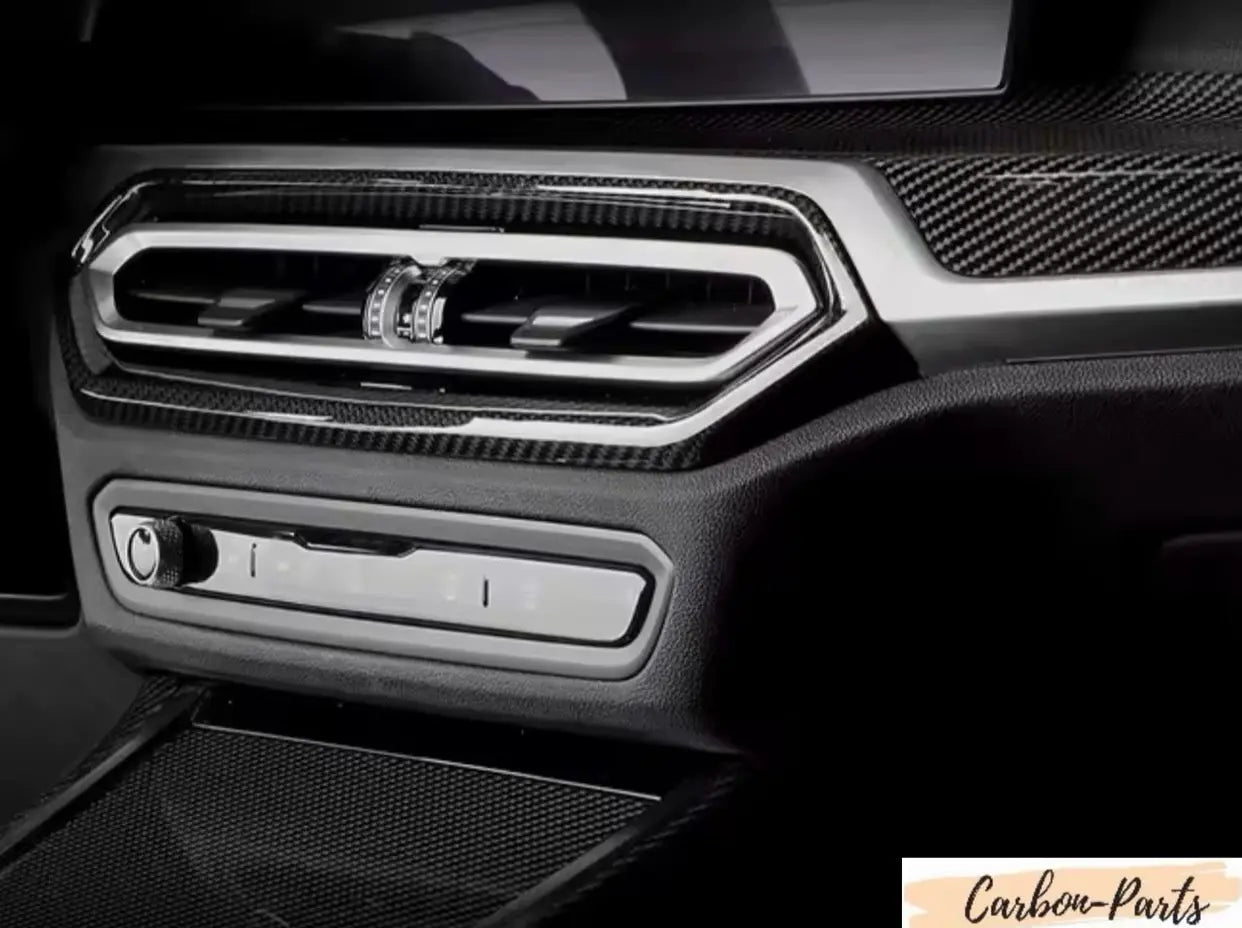 Echt-Carbon Dekor-Abdeckung für die zentralen Lüftungsdüsen des BMW 3er und 4er.