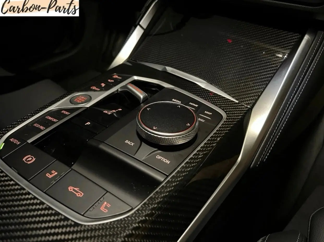 Echt-Carbon Mittelkonsolen Cover passend für BMW G-Serie inklusive M-Modelle.