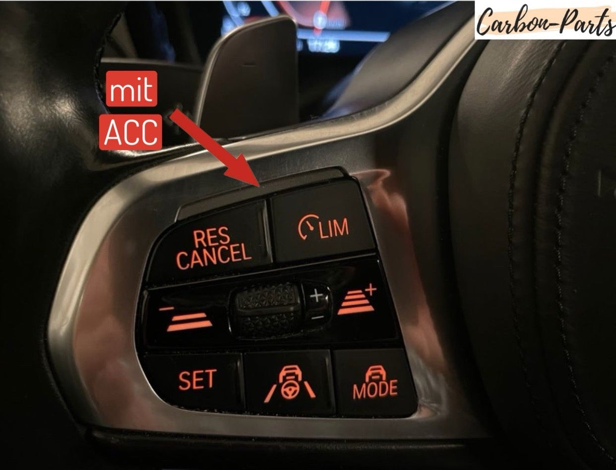 Carbon Lenkrad-Cover Variante mit präziser Aussparung für ACC (Abstandsregeltempomat).