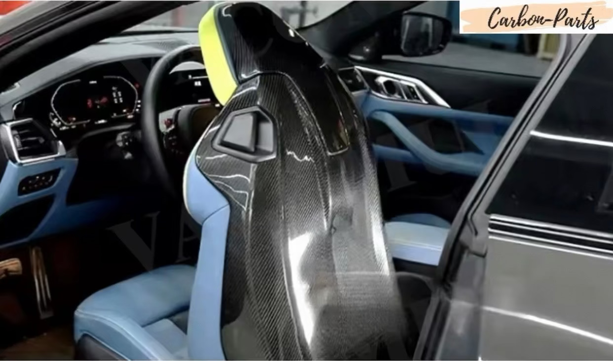 Hochwertige Echt-Carbon Sitz-Cover für die Rückseite der BMW M Sportsitze M4 G83.