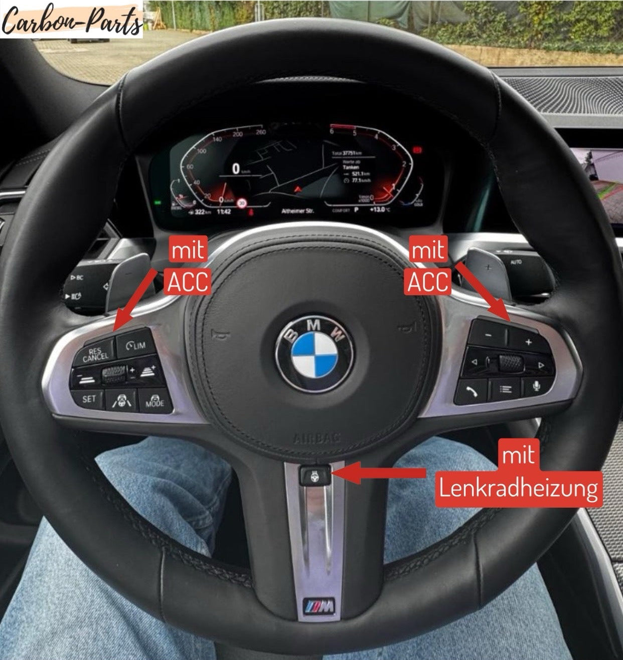 Carbon Lenkrad-Veredelung passend für BMW X1 und X2 Modelle.