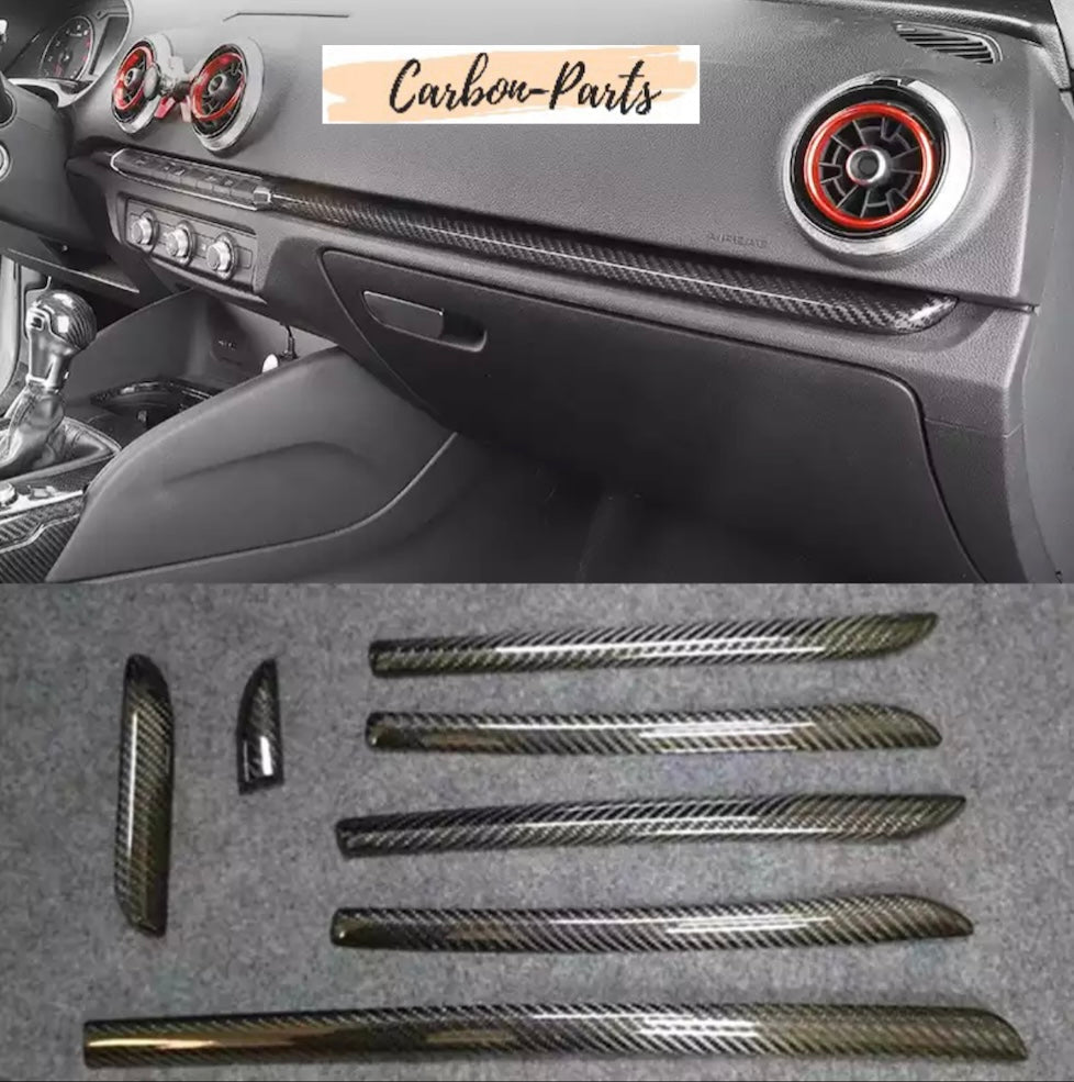 Komplettes Set Carbon-Leisten zum Austausch oder Aufkleben für Audi A3 8V.