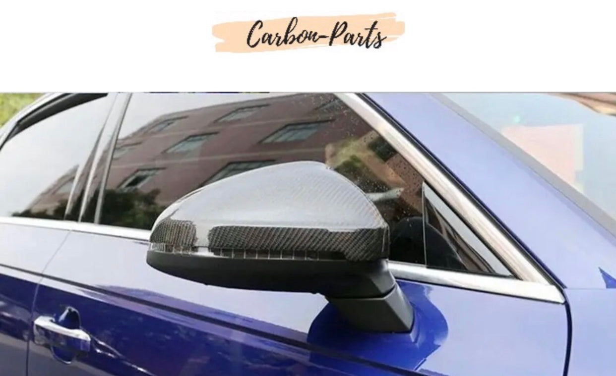 Aggressiver Motorsport-Look für Audi A4/A5 B9 F5 durch Echt-Carbon Spiegelgehäuse.