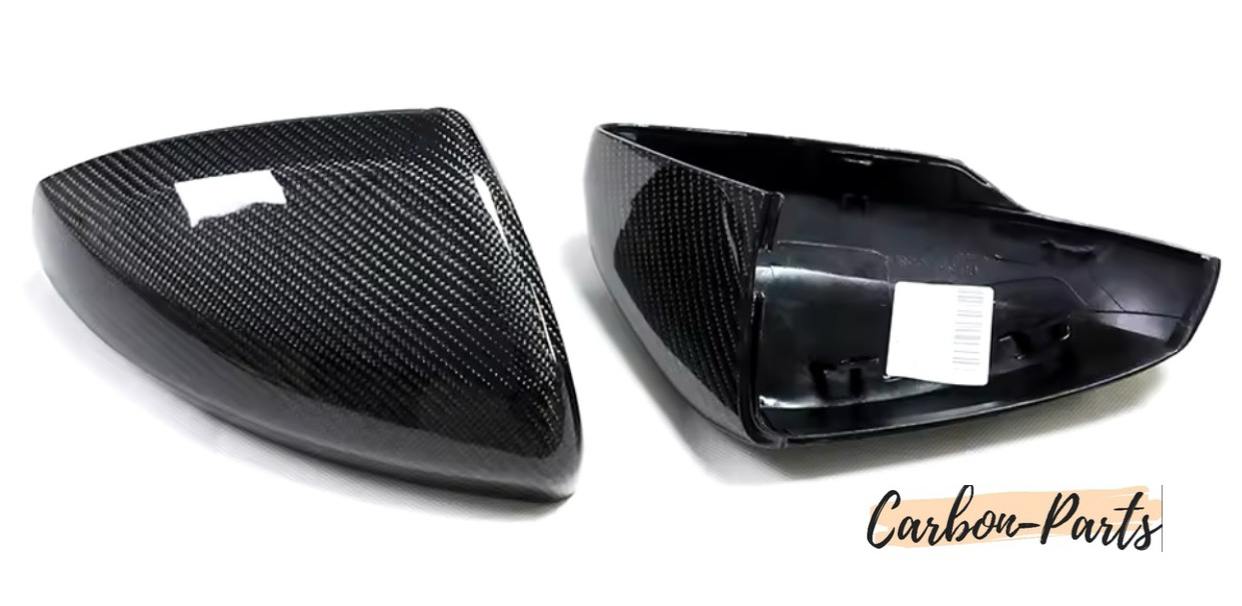 2-teiliges Set Echtcarbon Spiegelabdeckungen passend für VW Polo AW Modelle.