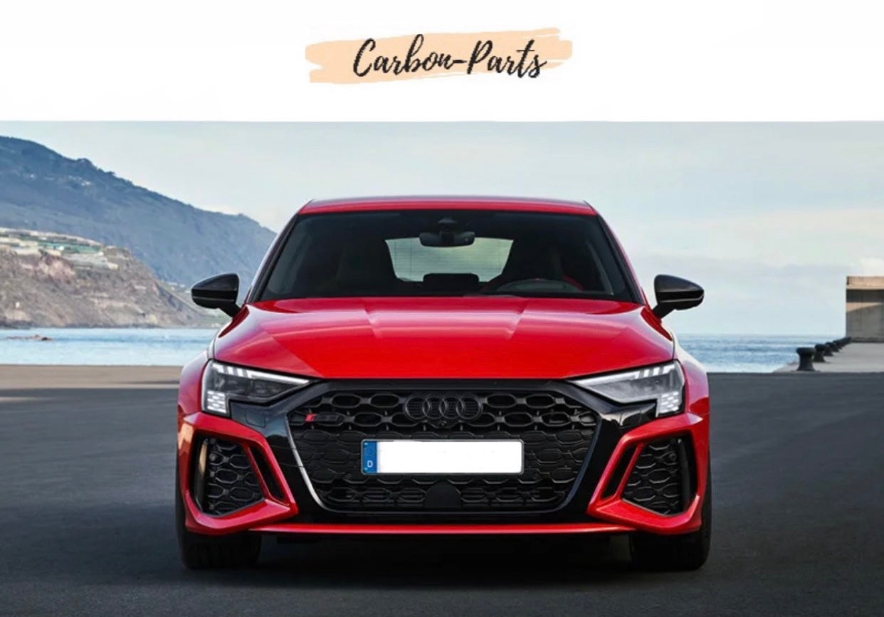 Komplettset (links & rechts) schwarze Austausch-Spiegelkappen für Audi 8Y.