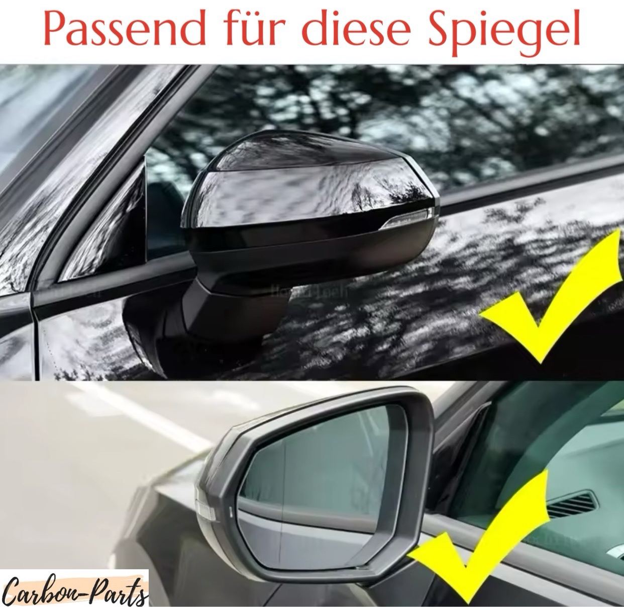 Komplettset (links & rechts) schwarze Austauschkappen für Audi Q-Modelle.