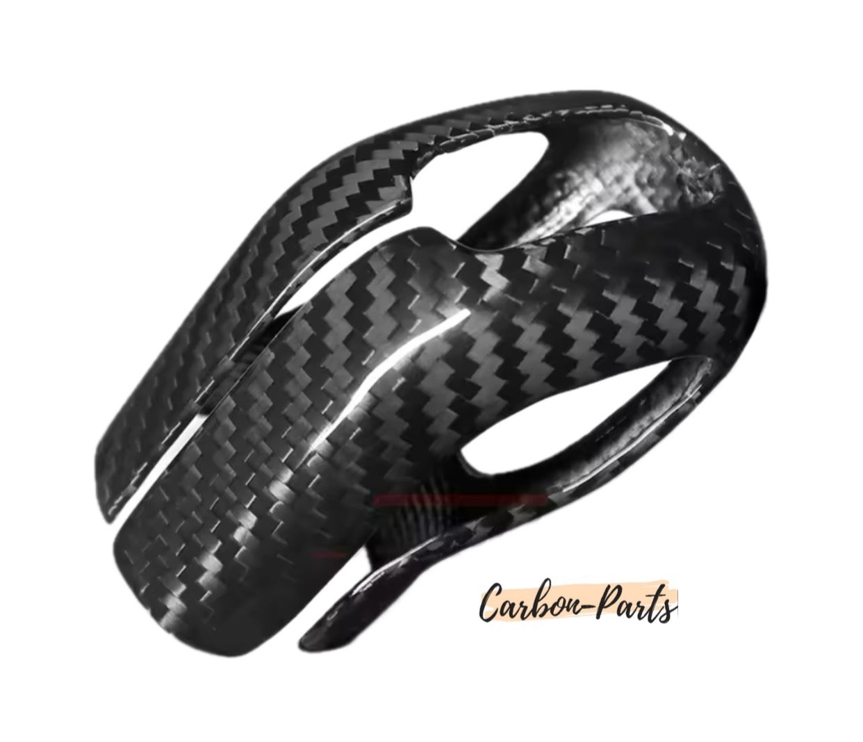 Glänzendes Echt-Carbon Cover für den Schalthebel des Hyundai i30 N-Performance.