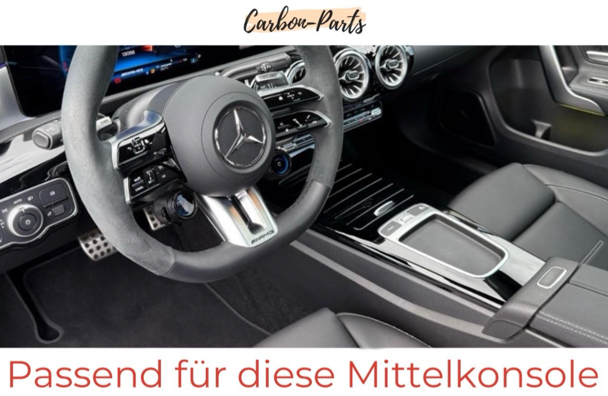 Echt-Carbon Cover Mittelkonsole passend für Mercedes Benz A-Klasse & CLA (inklusive AMG-Modelle)   MOPF/Facelift ab Bj. 2023 Carbon-Parts
