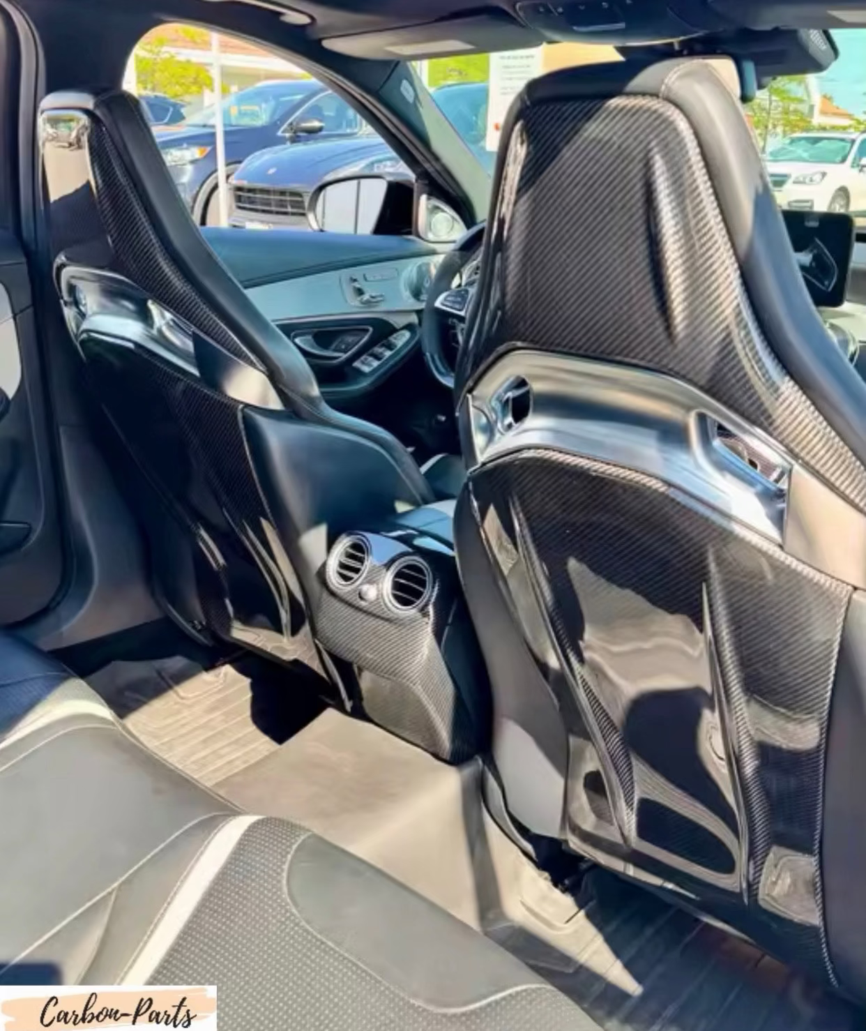 Echt-Carbon Sitz-Rückenlehnen Cover Set für Mercedes-AMG Performance Sitze.