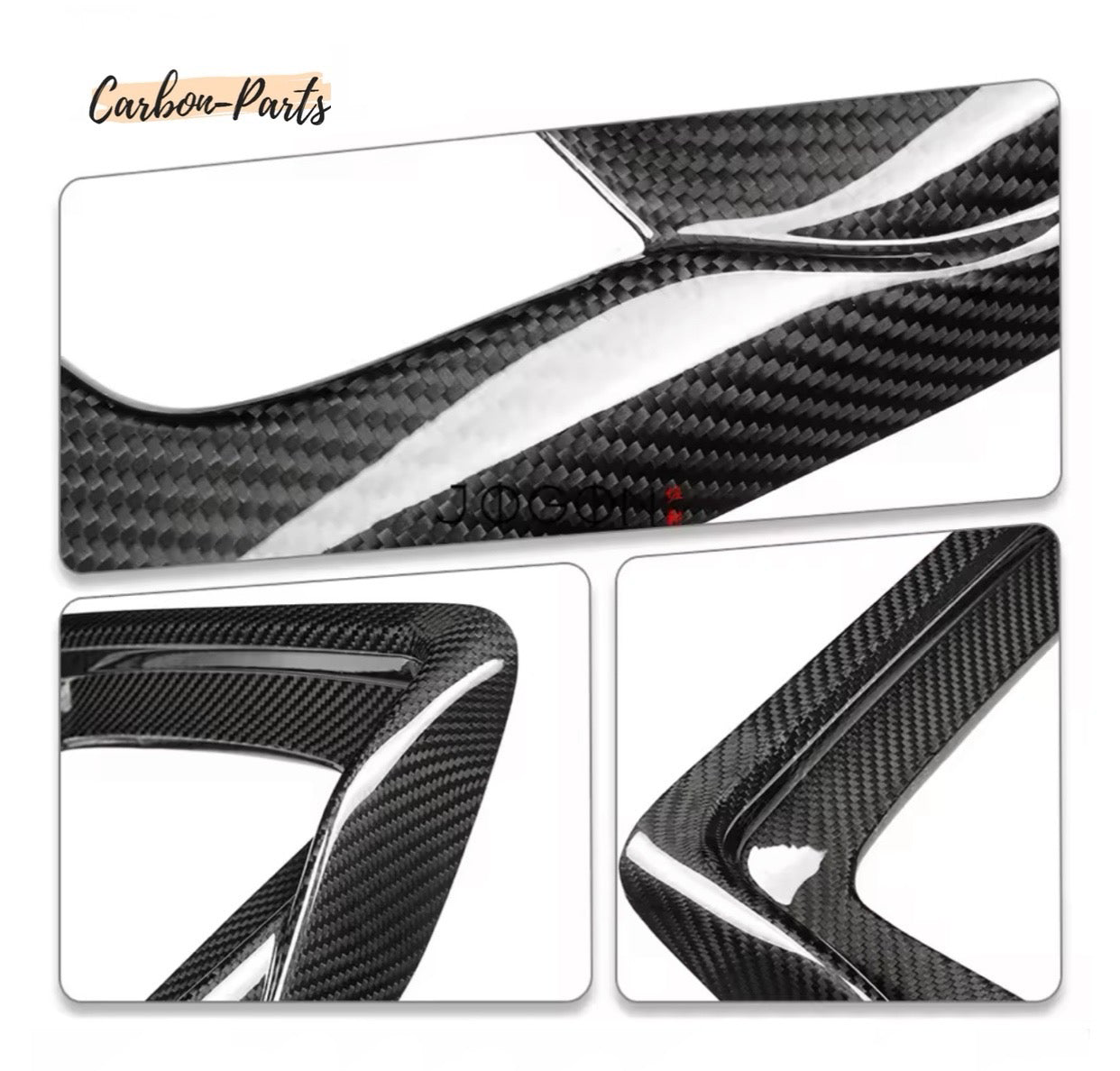 Detailansicht der 3K Sichtcarbon-Struktur für die Mercedes-AMG Mittelkonsole.