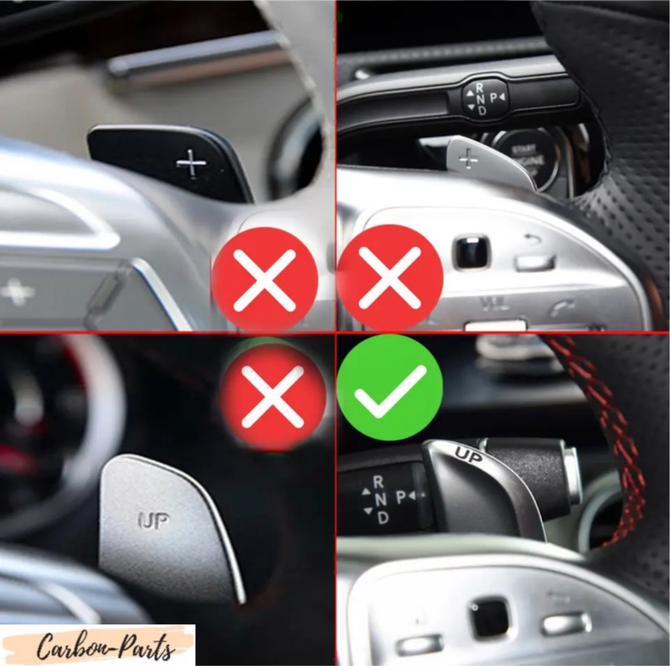 Schwarze Aluminium Schaltwippen für einen dezenten Performance-Look im AMG.
