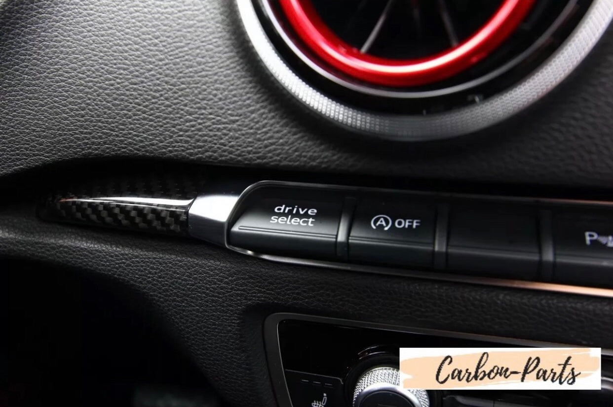 Passgenaue Carbon Dekorleisten für eine einfache Montage im Audi A3 8V Cockpit.