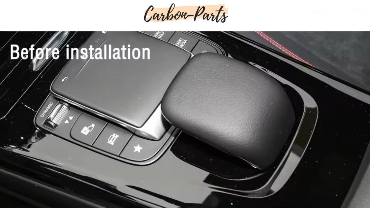 Millimetergenaue Passform des Carbon-Covers auf dem originalen Mercedes Schaltknauf.