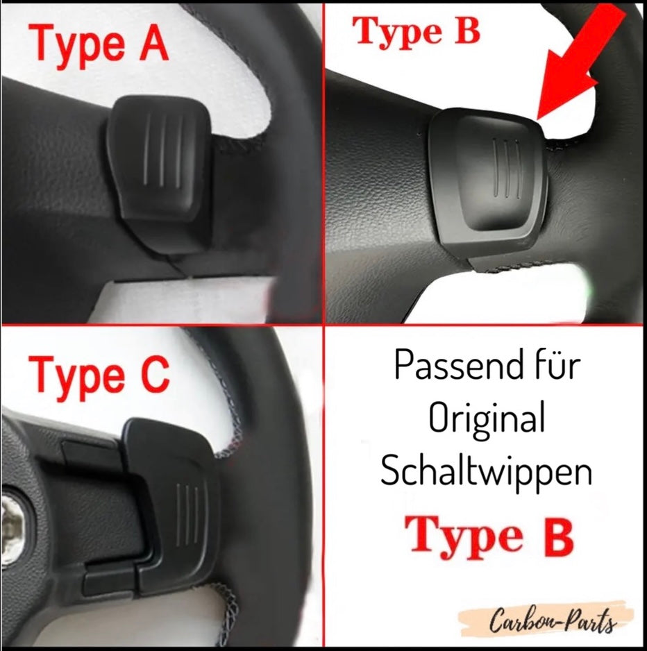 Präzise Passform der Wippen am VW 3-Speichen Sportlenkrad (Golf 8/Passat).