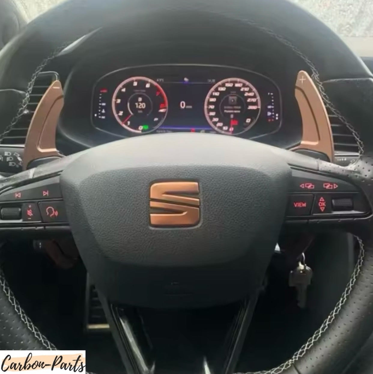 Kupferfarbene Aluminium Schaltwippen für Seat Ibiza 6F, Alhambra und Seat Exeo.