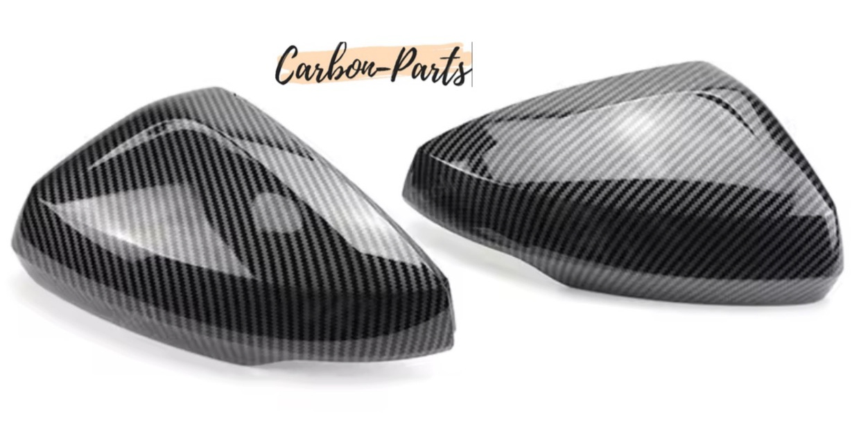 Spiegelkappen in sportlicher Carbon-Optik passend für VW Polo AW GTI und Audi A1 GB.