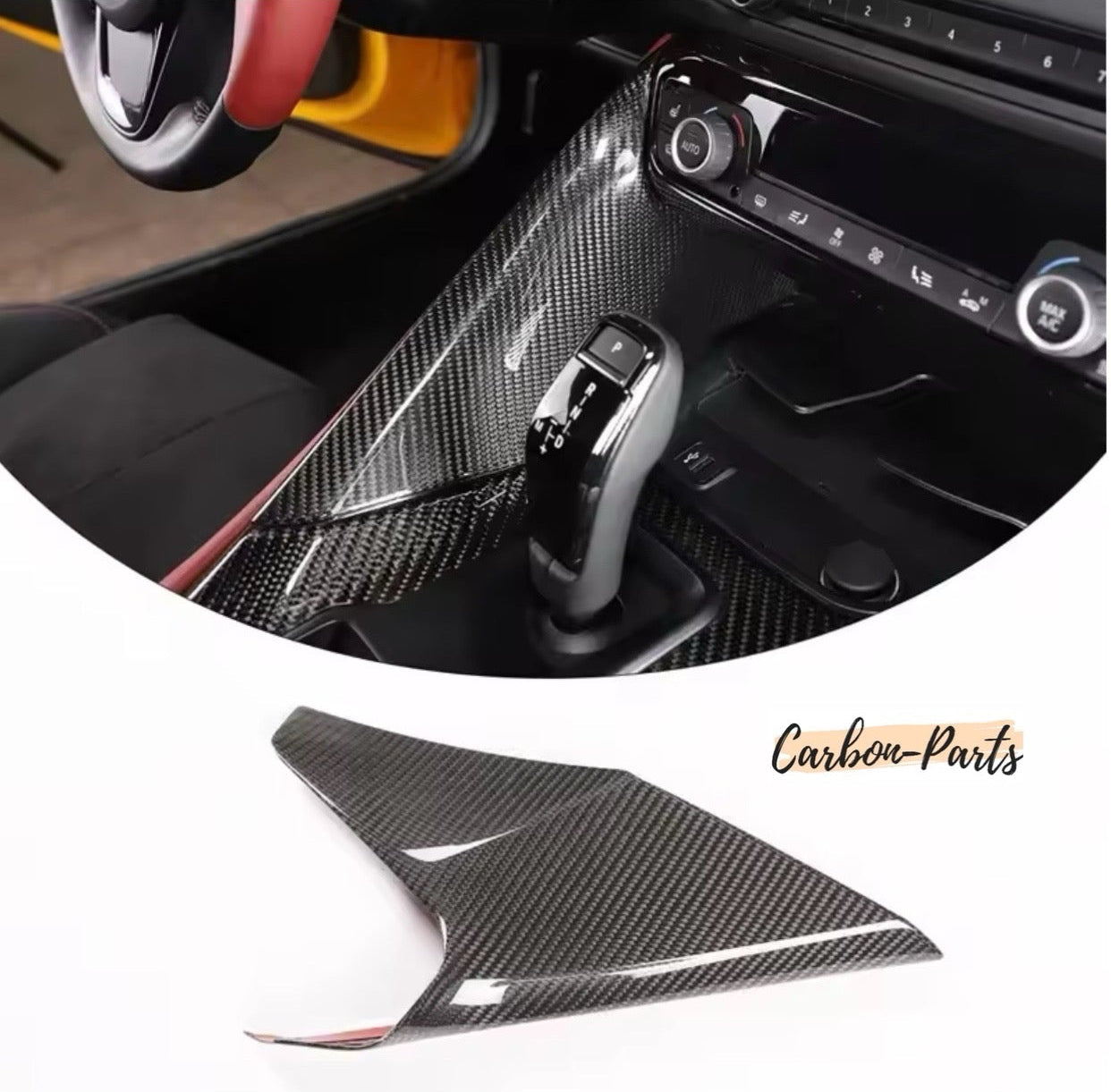 Echt-Carbon Mittelkonsolen-Cover Set passend für Toyota GR Supra A90 und A91.