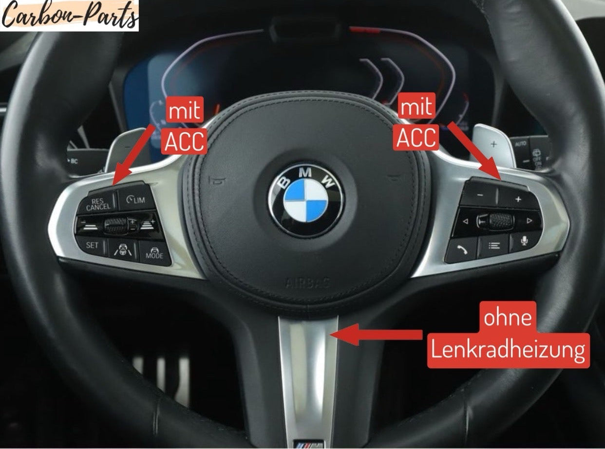 Optischer Vergleich: Standard M-Sport Lenkrad vs. Echt-Carbon Upgrade.