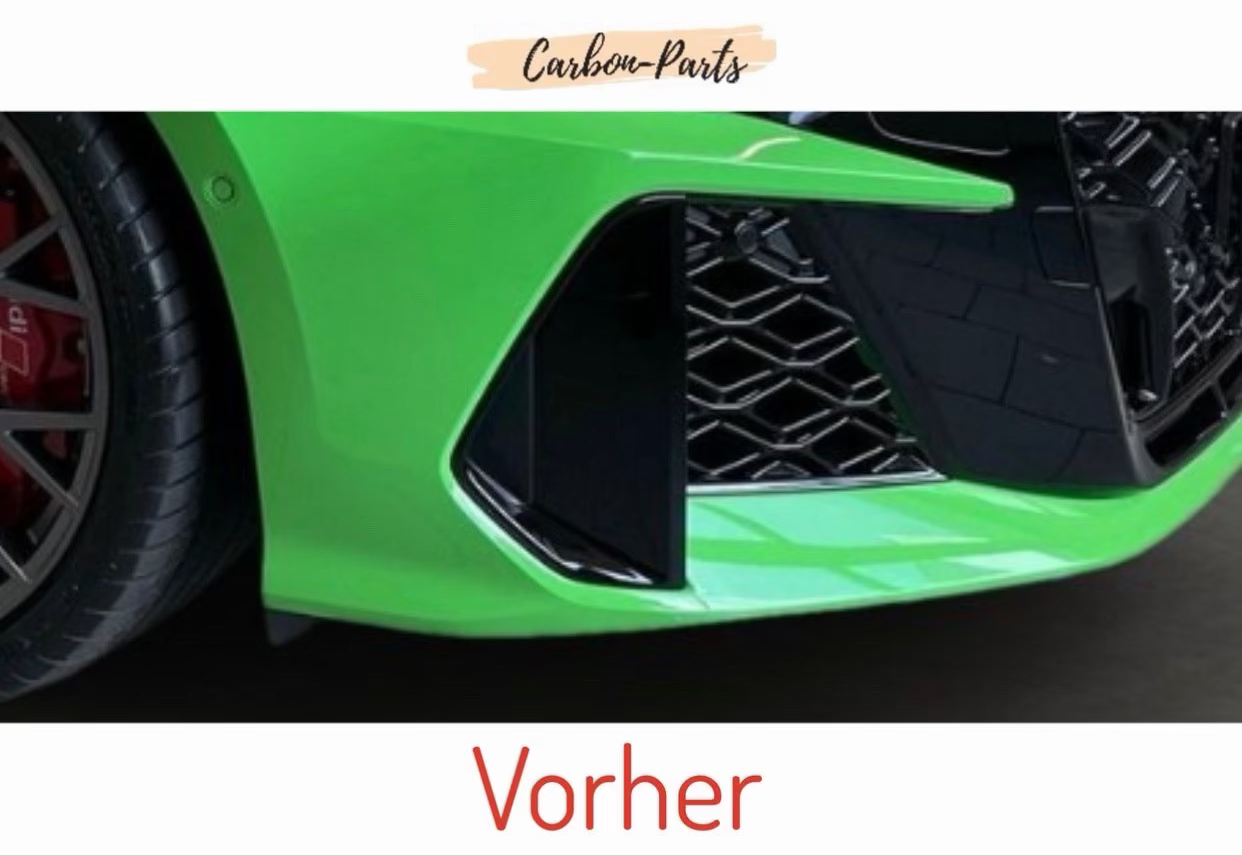 Vergleich: Serien-Lüftungsgitter vs. Echt-Carbon Lufteinlass Audi RS3 8Y Facelift.