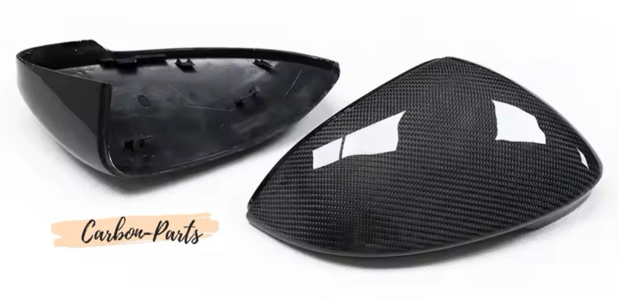 Aerodynamische Echt-Carbon Spiegelkappen für alle VW Golf 8 Modelle.