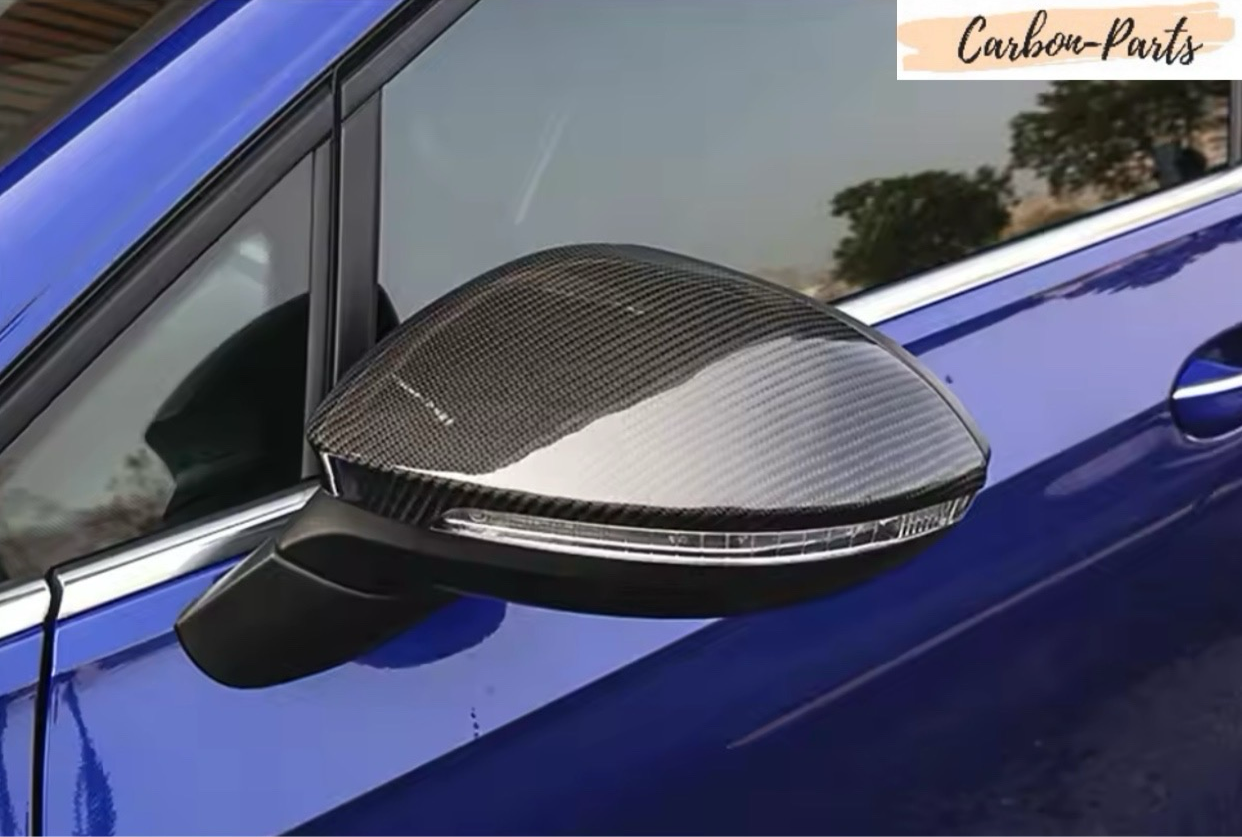 Echt-Carbon Spiegelkappen Set für VW Golf 8 GTI, R, ID.3 und Cupra Born.